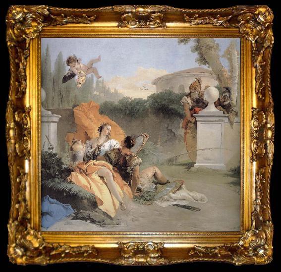 framed  Giovanni Battista Tiepolo NA ER where more and Amida in the garden, ta009-2